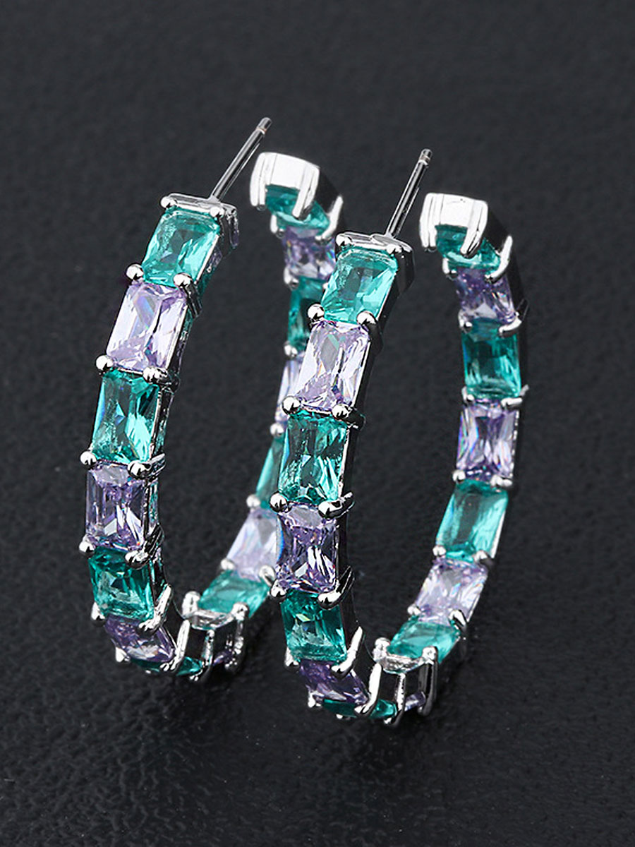 Cross border Hot Selling South American Style Jewelry Glass Stone Color Matching Earrings Simple Pendant Wish Best Selling Earrings One Piece Drop Shipping