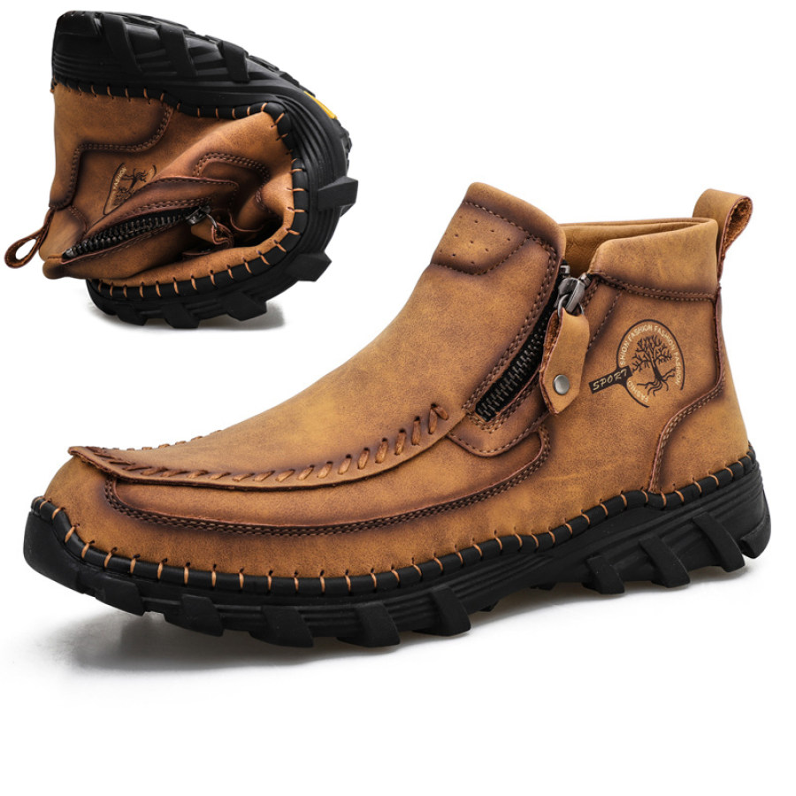 

Мужские повседневные деловые и офисные мягкие прогулочные ботинки из натуральной кожи на молнии в винтажном стиле