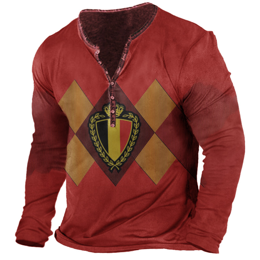 

Men's Vintage World Cup Print Long Sleeve T-Shirt