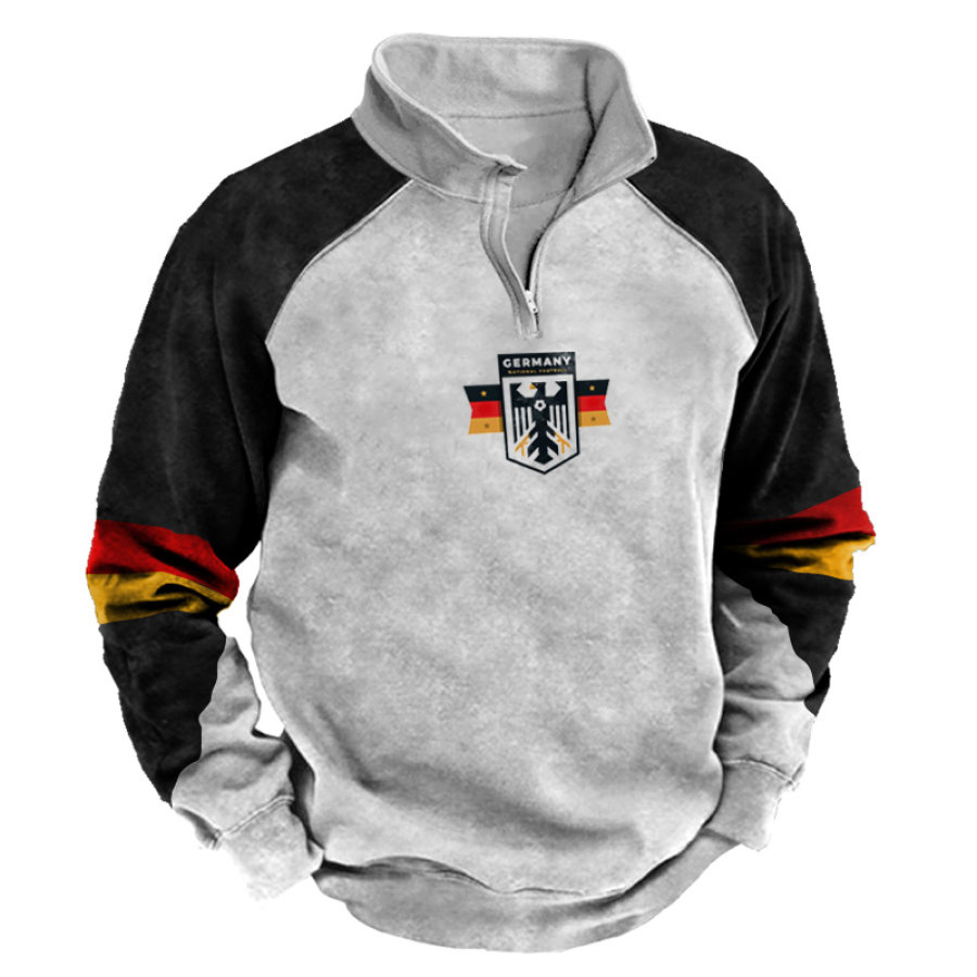 

Men's German Soccer Contrast Print Half Zip Sweatshirt