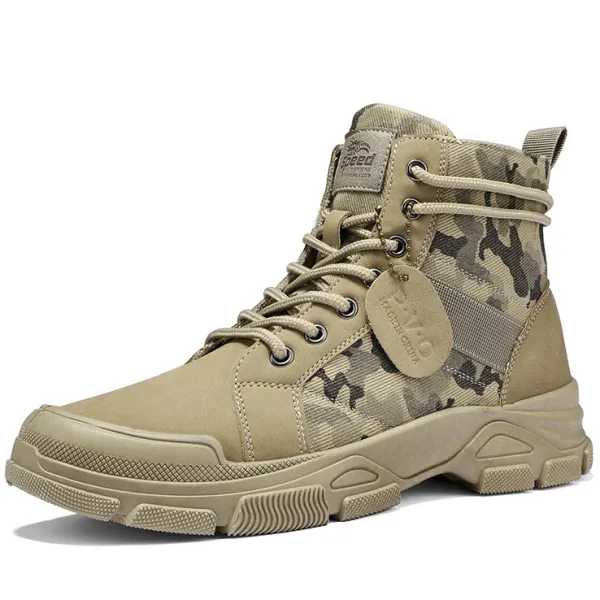 Men's Casual Camouflage Martin Boots Vintage Military Boots - Kalesafe.com 