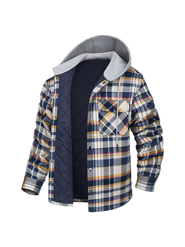 Mens Retro Winter Plaid Thick Jacket