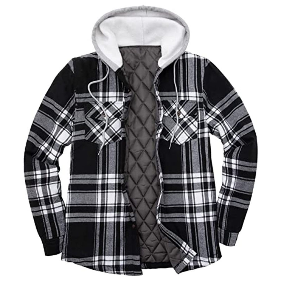 

Mens Winter Plaid Thick Casual Jacket
