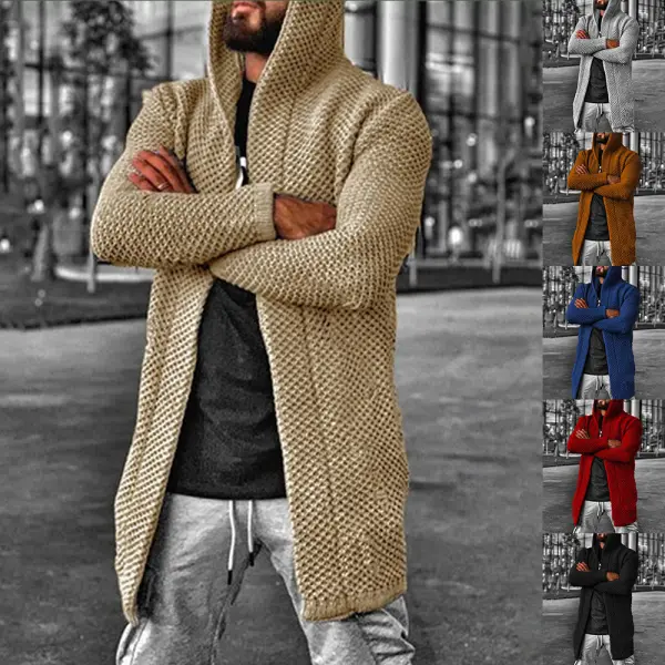 Men's Hooded Turtleneck Jacket Cardigan - Menilyshop.com 