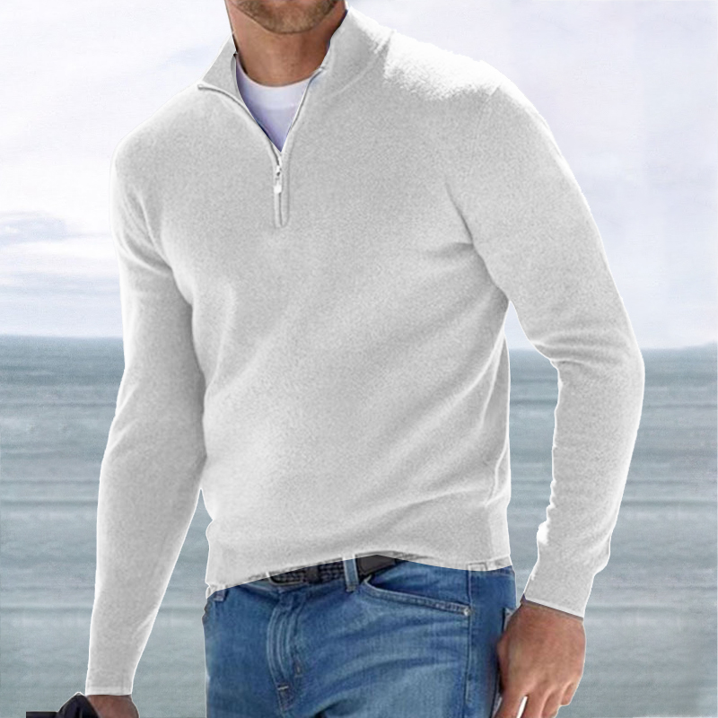 Men's Half Open Collar Zip Slim Base Layer Pullover Sweater