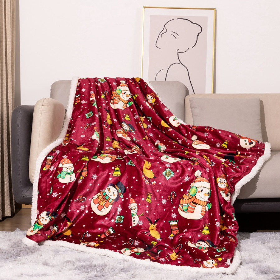 

Flannel Blanket Warm Christmas Print Sofa Nap Blanket