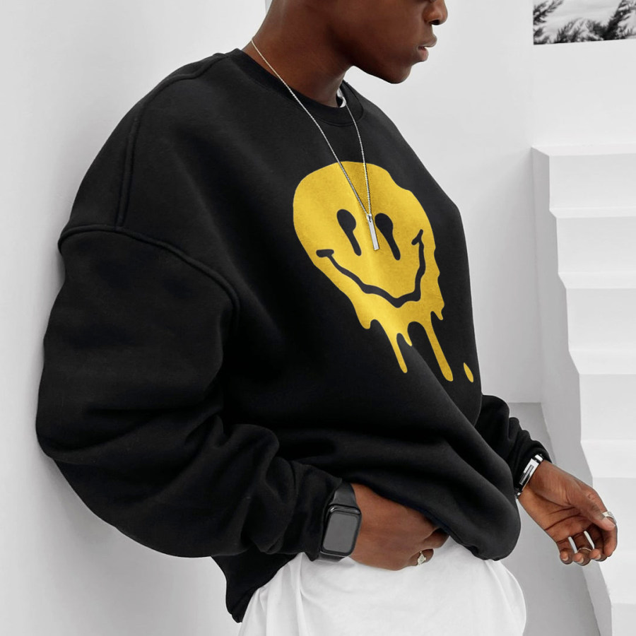 

Sweat-shirt Décontracté Surdimensionné Imprimé Smiley Fashion Pour Hommes