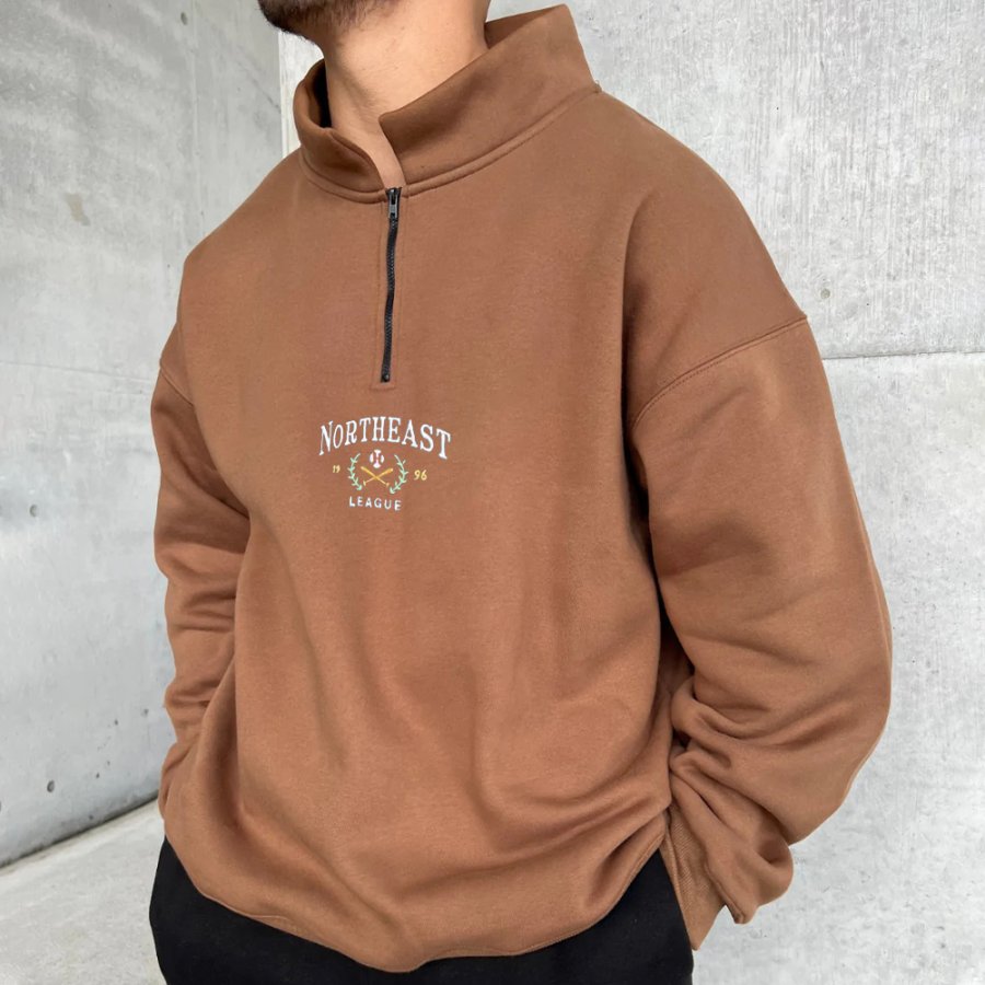 

Vintage POLO Neck Print Long Sleeve Sweatshirt