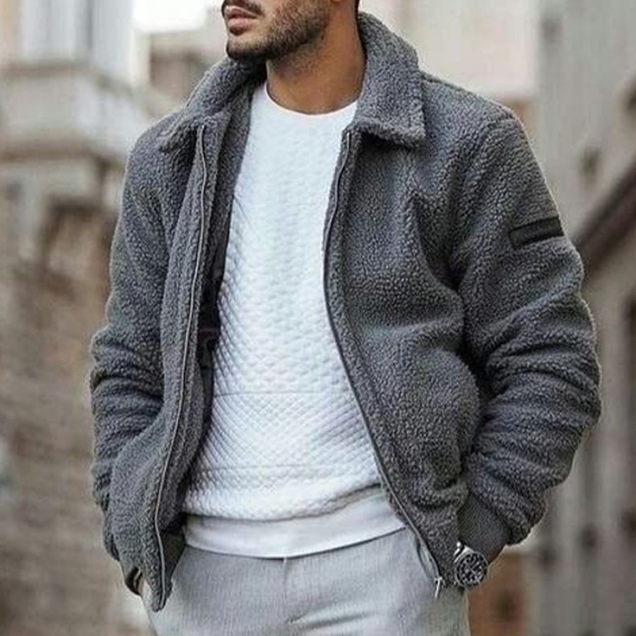 

Men's Fashion Sherpa Zip Jacket