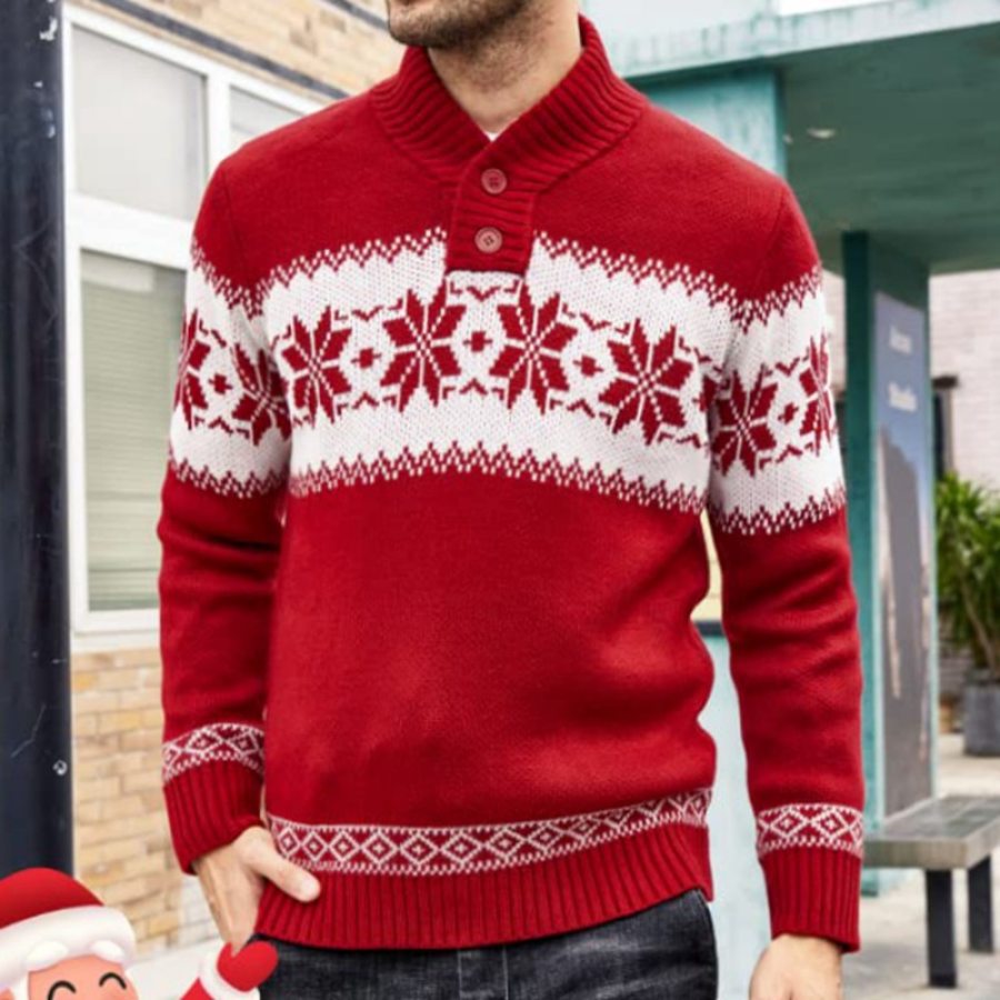 

Men's Vintage Christmas Jacquard Long Sleeve Sweater