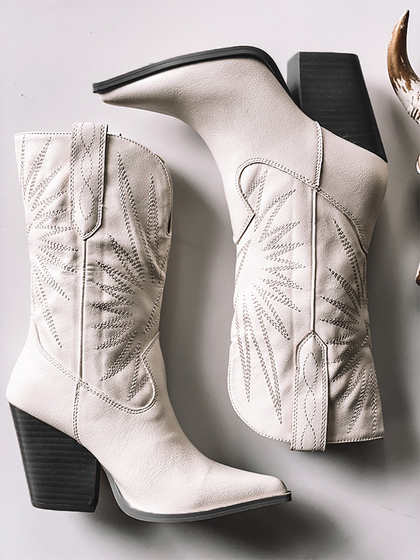 Women's Vintage Bohemian Western Denim Aztec Boots