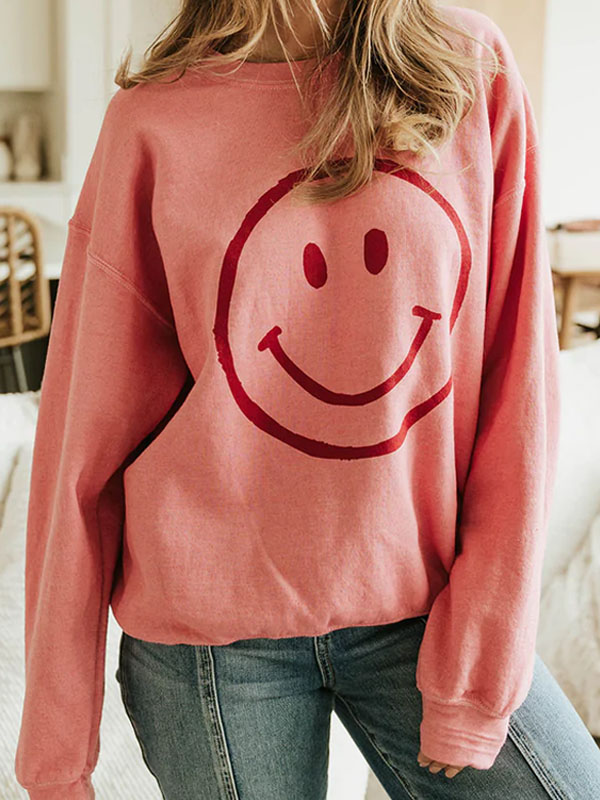 Women's Oversized Casual Smile Always Sweatshirt
