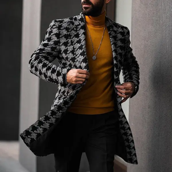 Men's Casual Business Houndstooth Coat - Ootdyouth.com 