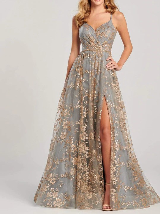 Women's Fashion Sexy Bronzing Printed Mesh Sleeveless Sling Gown Dress
