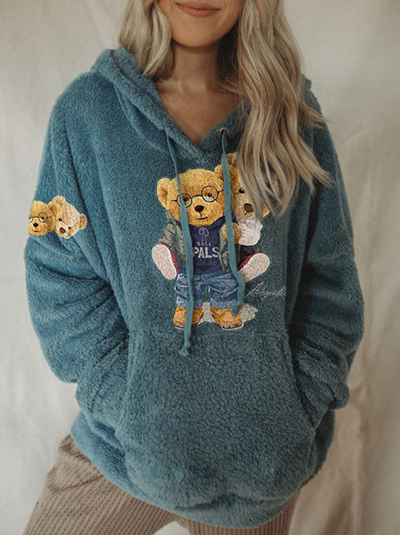 Warm Teddy Bear Lamb Wool Women's Casual Hoodie