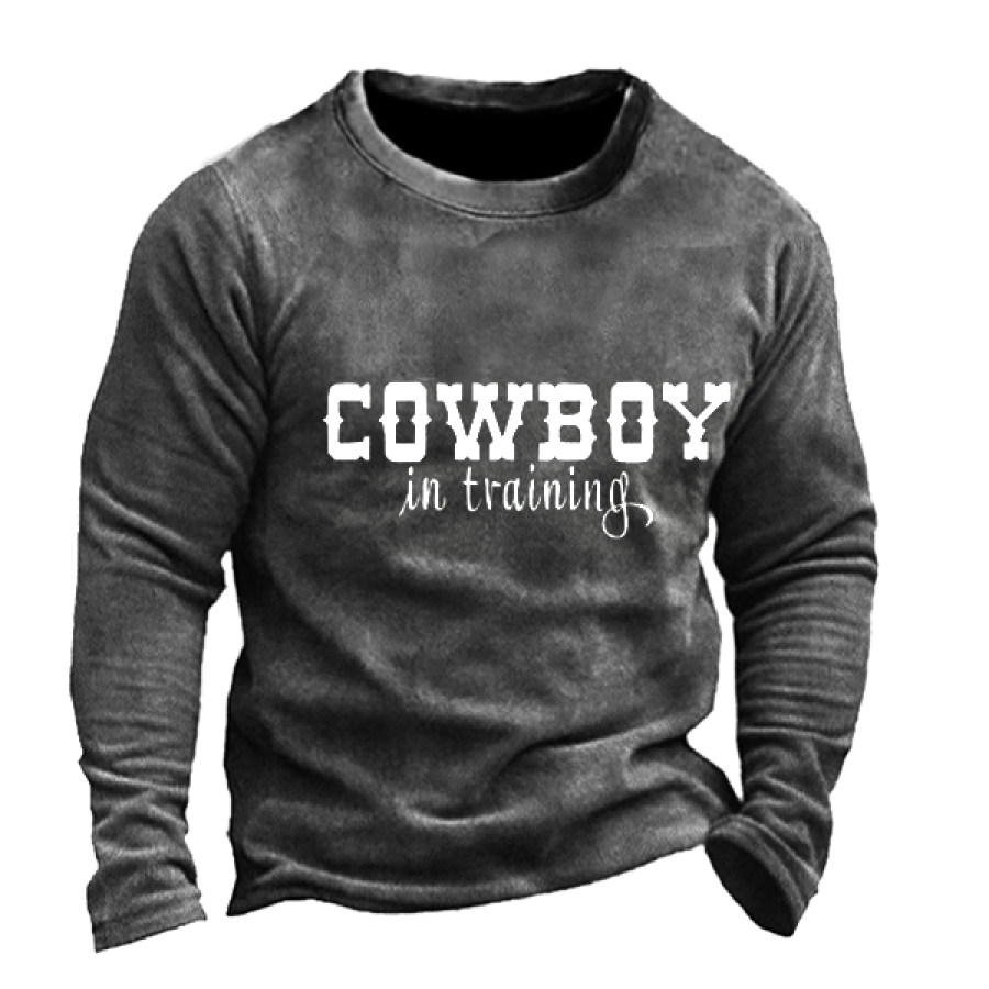 

Men's Vintage Multi-Ethnic Cowboy Print Long Sleeve T-Shirt