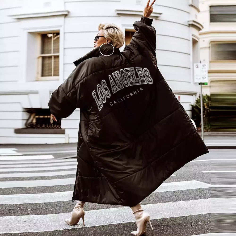 Ladies Los Angeles Letter Print Padded Jacket