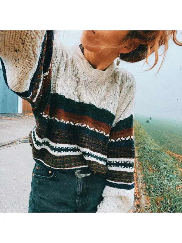 Women Vintage Autumn And Winter Knitted Sweater - Timetomy.com 