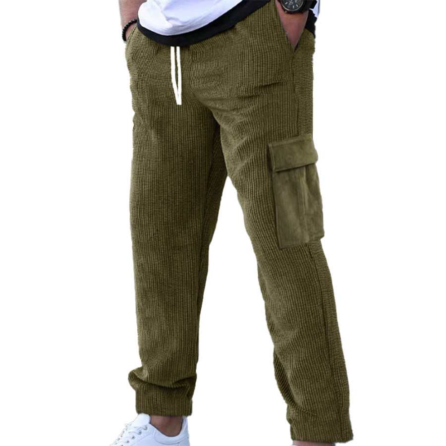 

Men's Elastic Waist Corduroy Pocket Casual Trousers