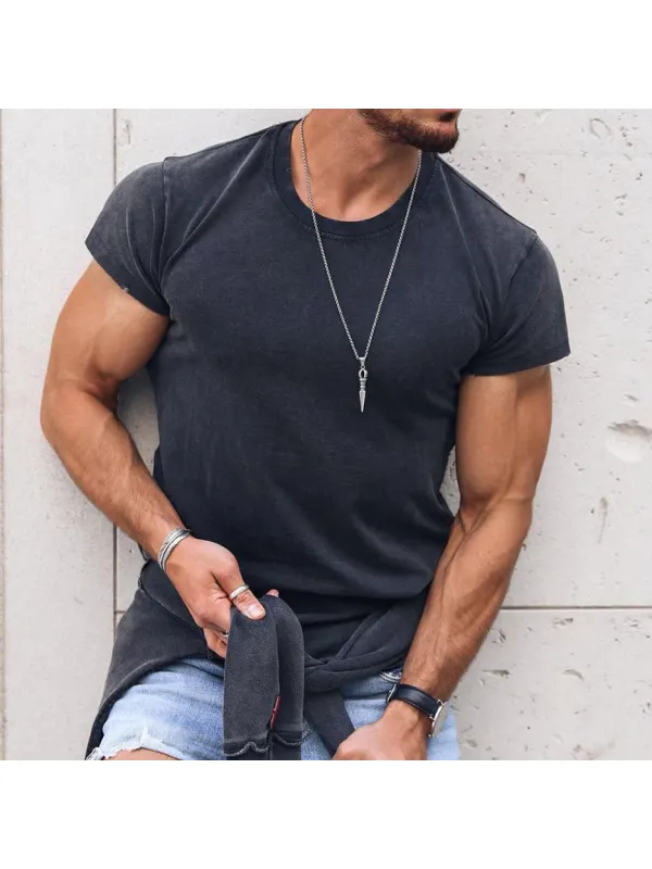 Men's Casual Basics Round Neck Cotton Short Sleeve T-Shirt - Valiantlive.com 