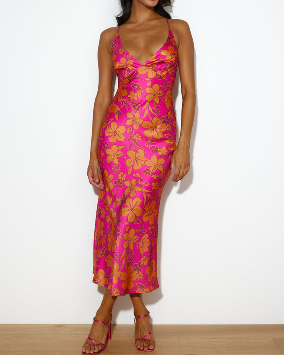 Ladies Elegant Fashion V Neck Dinner Party Party Dress