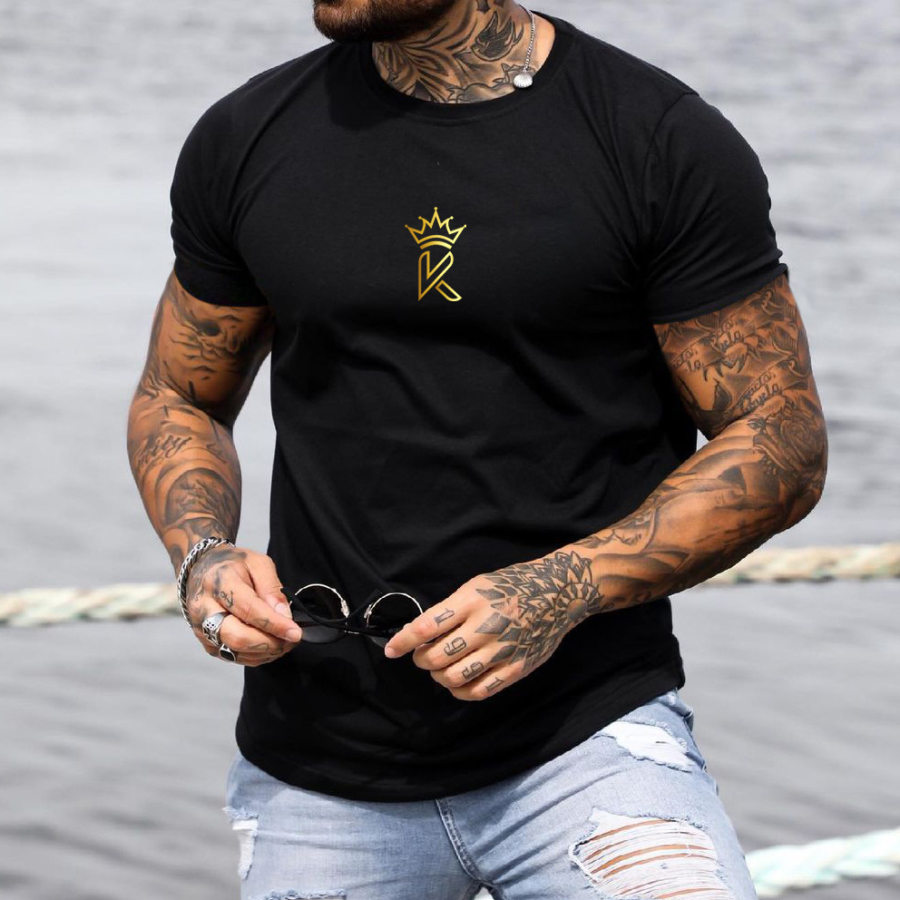 

Men's King Print Basic All-match Comfortable Round Neck Cotton T-shirt