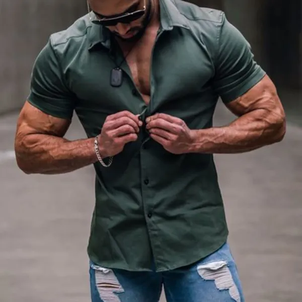 Men's Solid Color Casual Shirt - Sanhive.com 