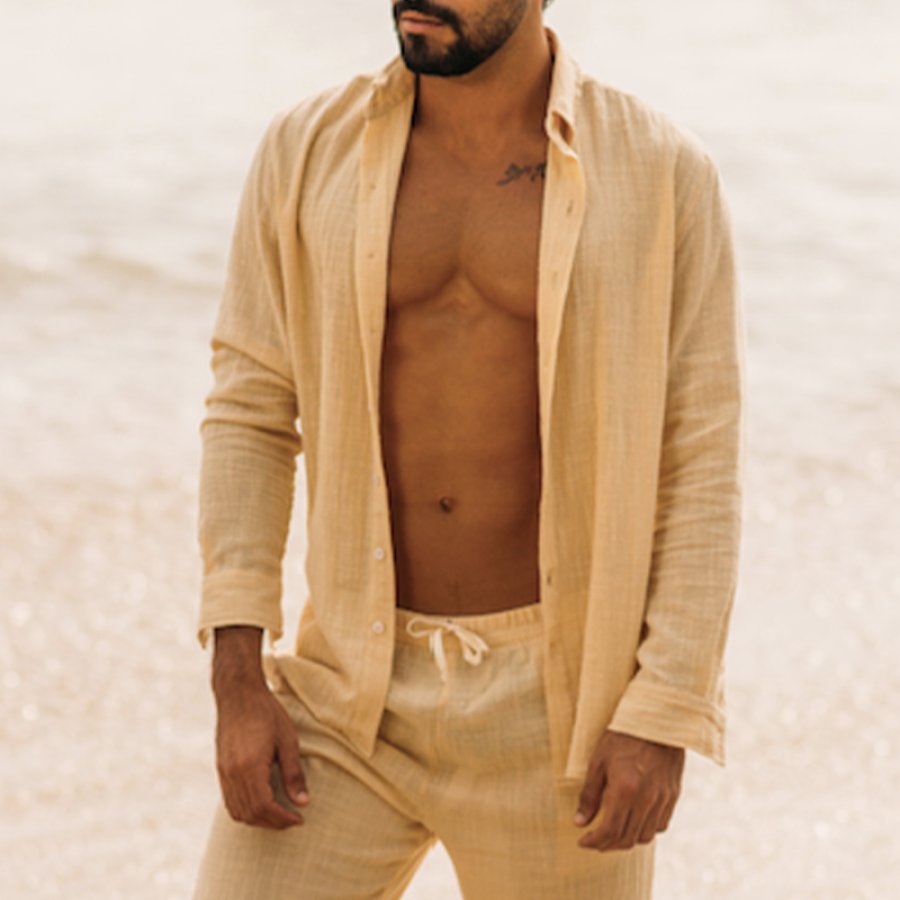 

Breathable Linen Minimalist Long Sleeve Shirt
