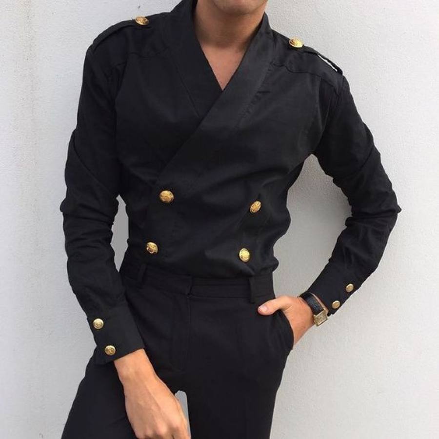 

Men's Elegant V-neck Simple Shirt