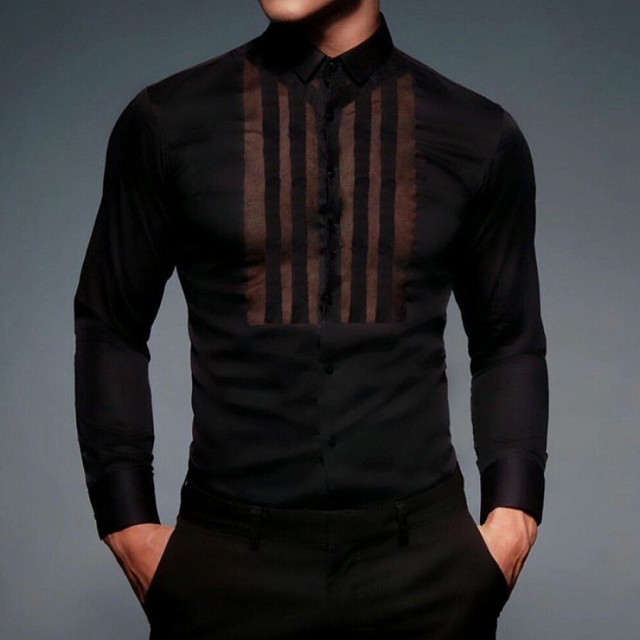 

Men's Elegant And Sexy Striped Patchwork Shirt