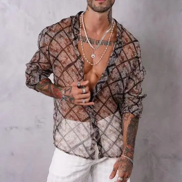 Personalized Sexy See-through Long-sleeved Shirt - Menilyshop.com 