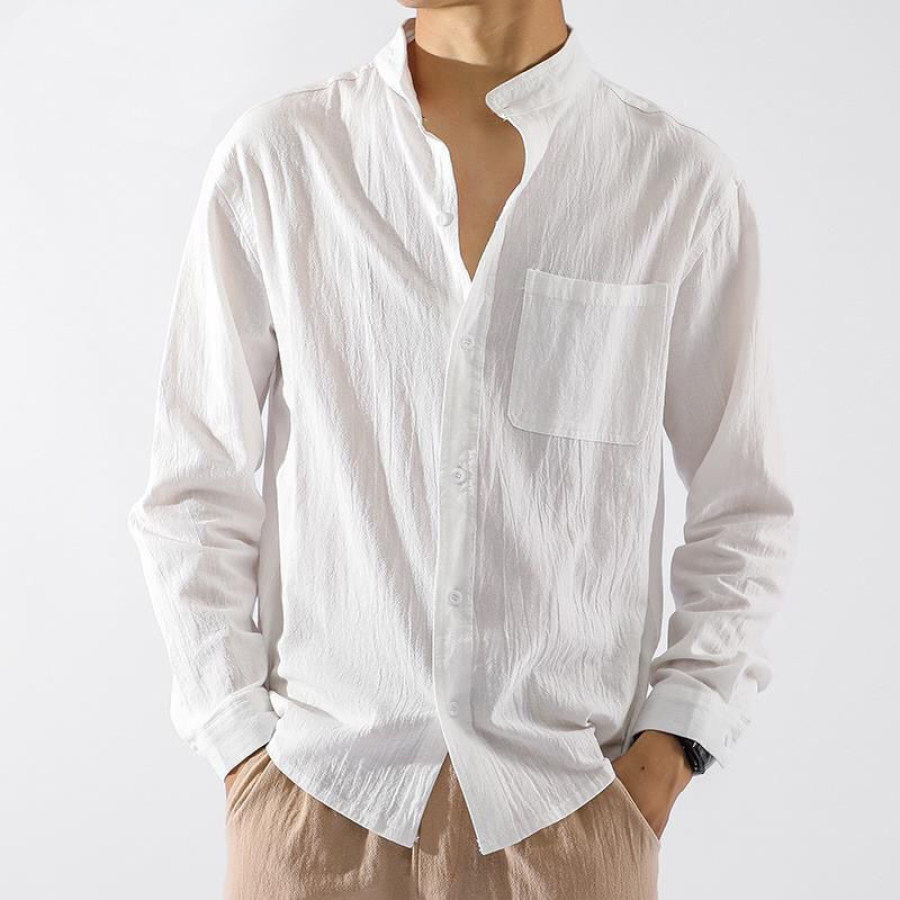 

Men's Casual Loose Cotton Linen Long-sleeved Shirt