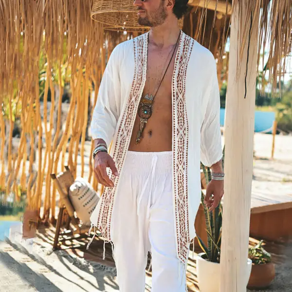 Men's Tribe Linen Holiday Cardigan - Yiyistories.com 