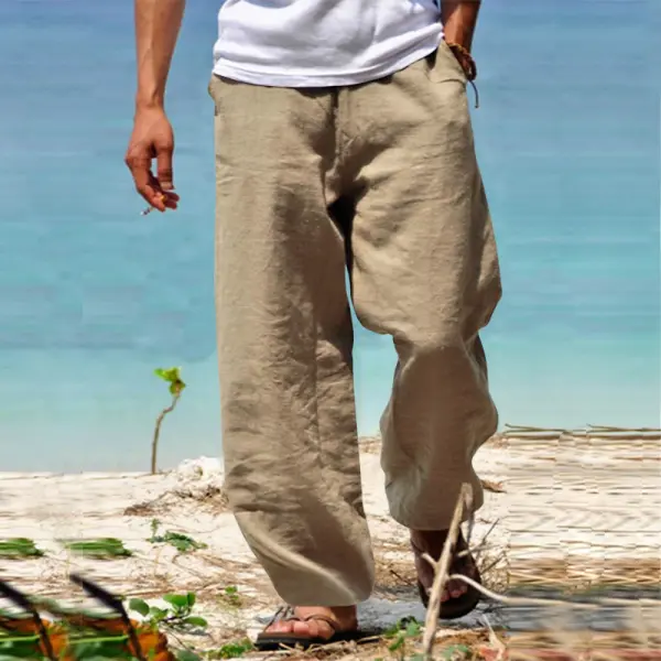 Mens Cotton And Linen Summer Beach Loose Pants - Kalesafe.com 