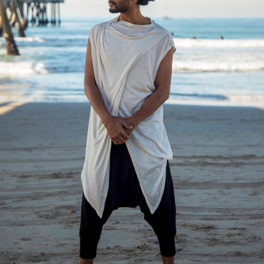 

Casual Oversized Holiday Sleeveless T-Shirt Cotton Simple Comfortable Solid Color Top