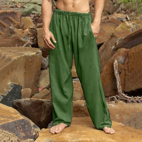 Men's Casual Cotton Linen Holiday Trousers - Spiretime.com 
