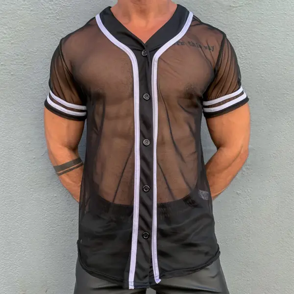 Men's Sexy Mesh Sheer Shirt - Fineyoyo.com 