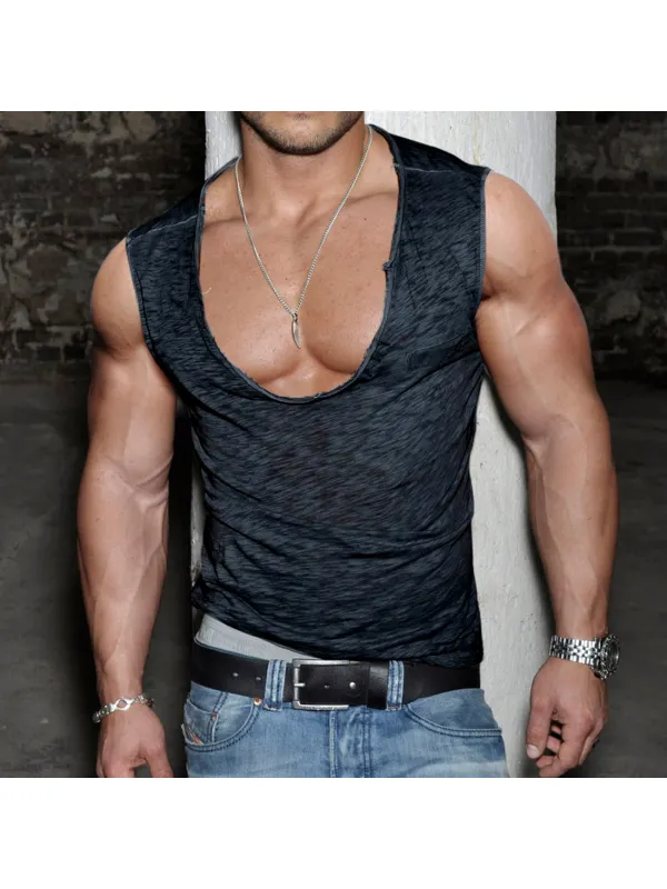 Men's Daily Basic Solid Color Vest Casual Slim V-neck Bottoming Vest - Spiretime.com 