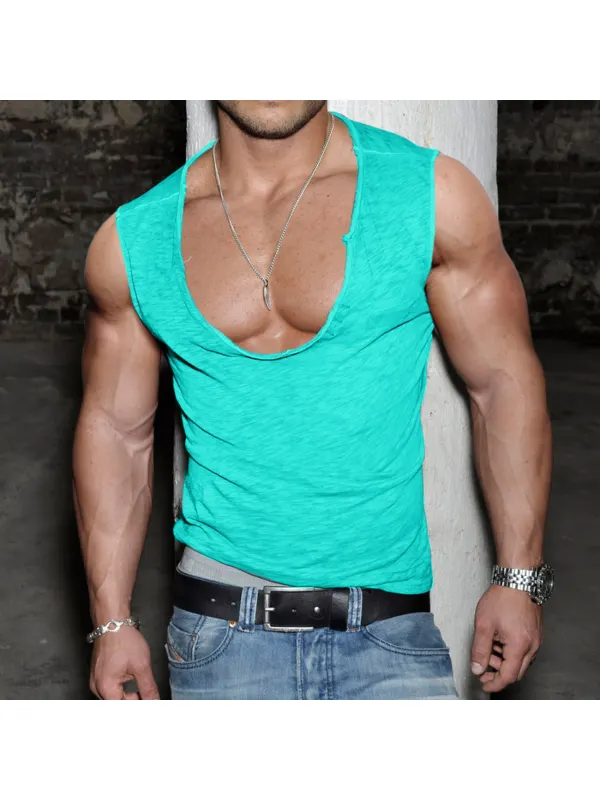 Men's Daily Basic Solid Color Vest Casual Slim V-neck Bottoming Vest - Ootdmw.com 