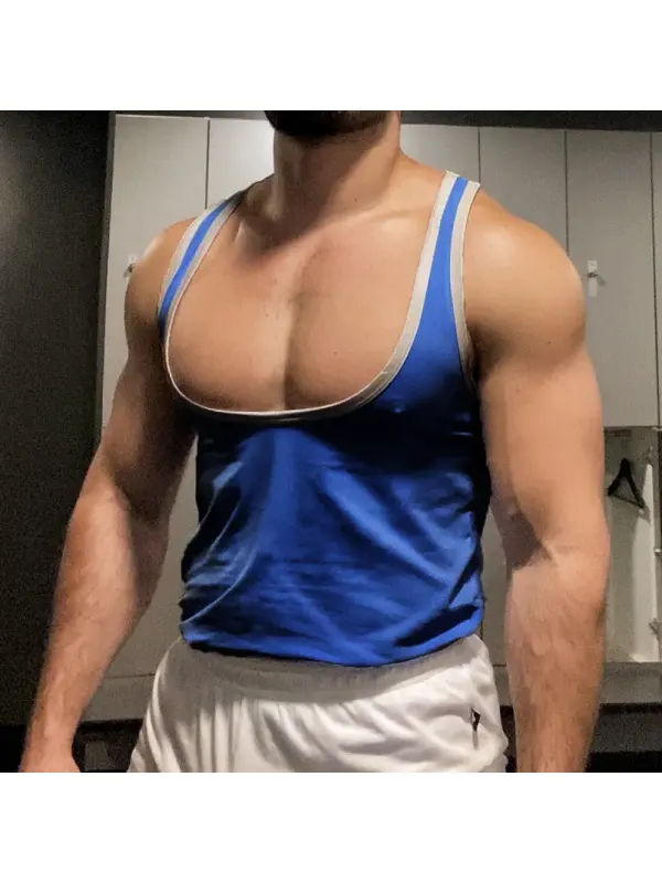 Men's Fashion Brawny Fitness Sports Weightlifting Casual Sweat Absorbent Breathable Vest - Valiantlive.com 