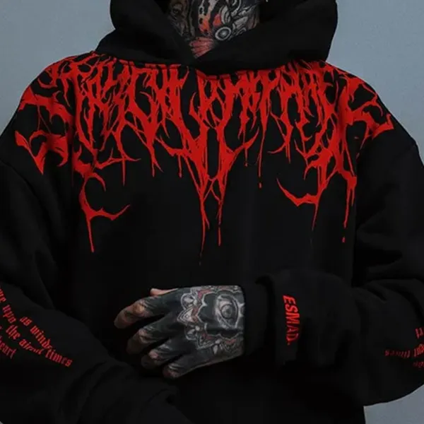 Evil Blood Oversize Large Pattern Hoodie - Cotosen.com