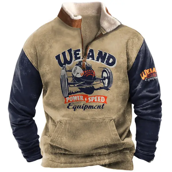 Men's Half Zip Sweatshirt Vintage Racing Weiand Print - Ootdyouth.com 