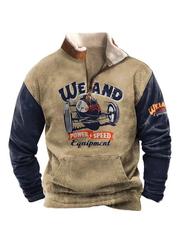 Men's Half Zip Sweatshirt Vintage Racing Weiand Print - Ootdmw.com 