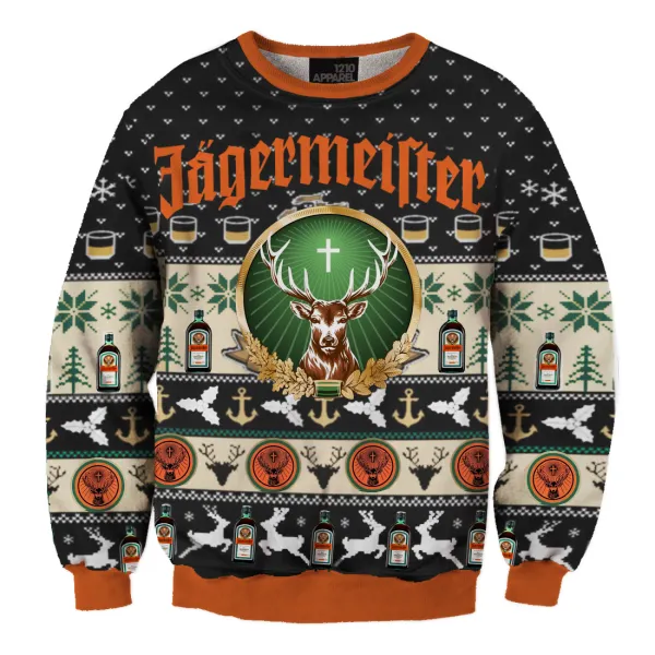 Unisex Jagermeister Drink Black Fun 3D Printed Christmas Sweatshirt - Cotosen.com