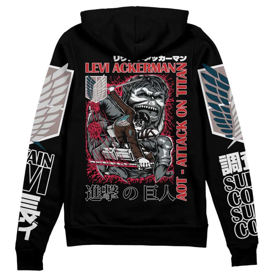 

Levi Ackerman X Beast Titan Attack On Titan Streetwear Zip Hoodie Jacke