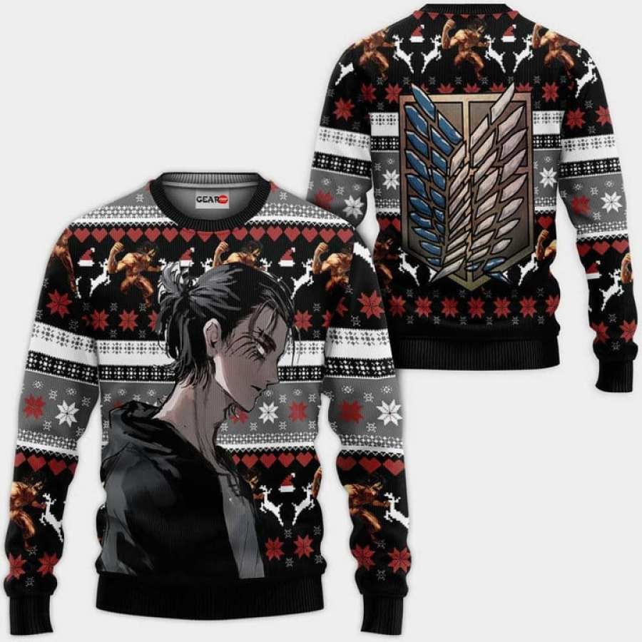 

AOT Eren Ugly Christmas Sweater Anime