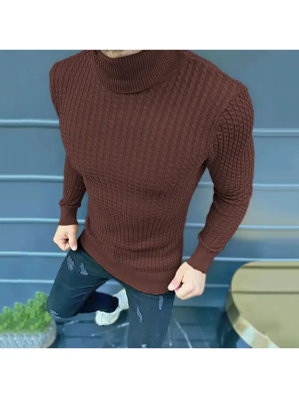 High Collar Tight Simple Knitted Sweater - Timetomy.com 