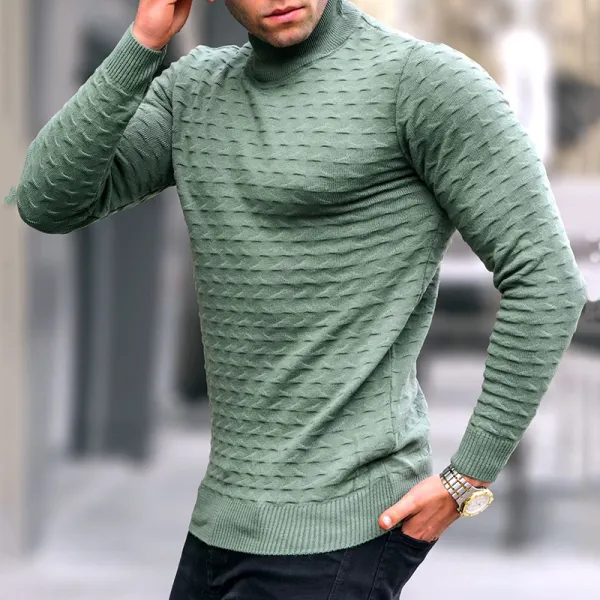 Casual Solid Color Tight Turtleneck Sweater - Ootdyouth.com 