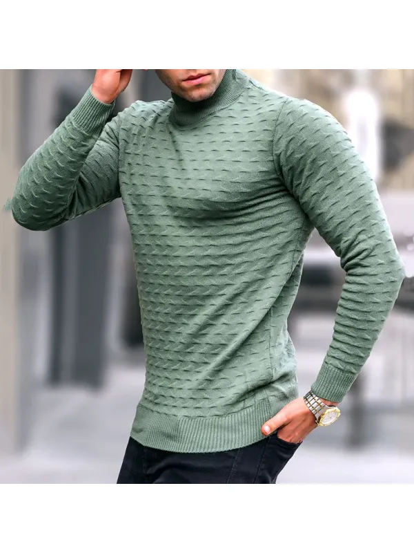 Casual Solid Color Tight Turtleneck Sweater - Ootdmw.com 