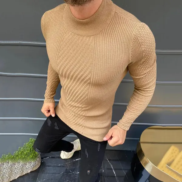 Men's Turtleneck Simple Knitted Sweater - Ootdyouth.com 